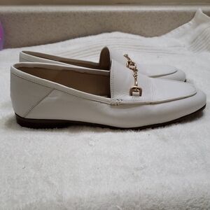 Sam Edelman White Loafers with Gold Detailing